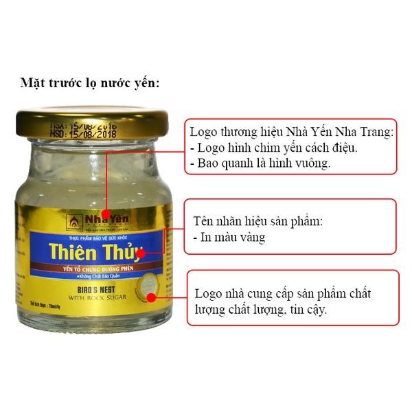 Nước yến sào Thiên Thủy không đường vị lá dứa loại 6 lọ-Y076 A2