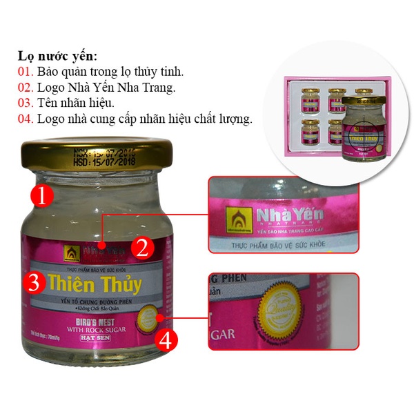 Nước yến sào Thiên Thủy có đường vị sen loại 6 lọ-Y077 A4