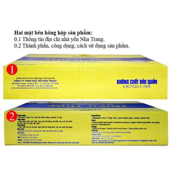 Nước yến sào Thiên Thủy không đường vị lá dứa loại 6 lọ-Y076 A5