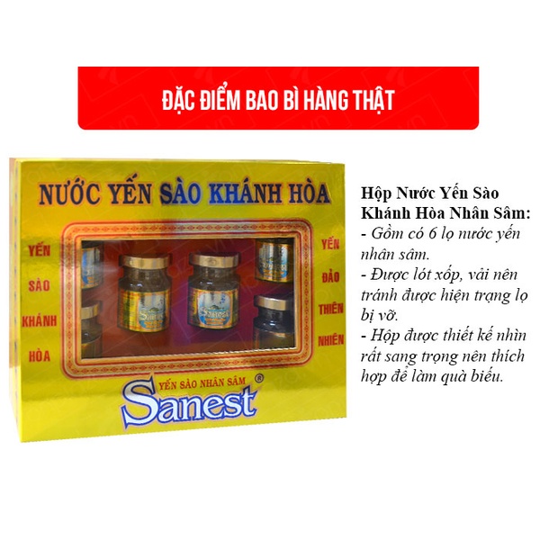 Nước yến sanest nhân sâm (6 lọ/h)-Y068 A2