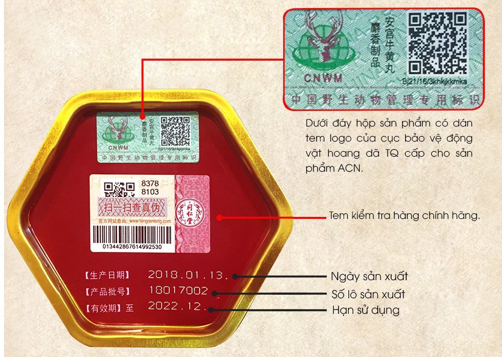 An cung ngưu hộp thiếc đỏ 1 viên