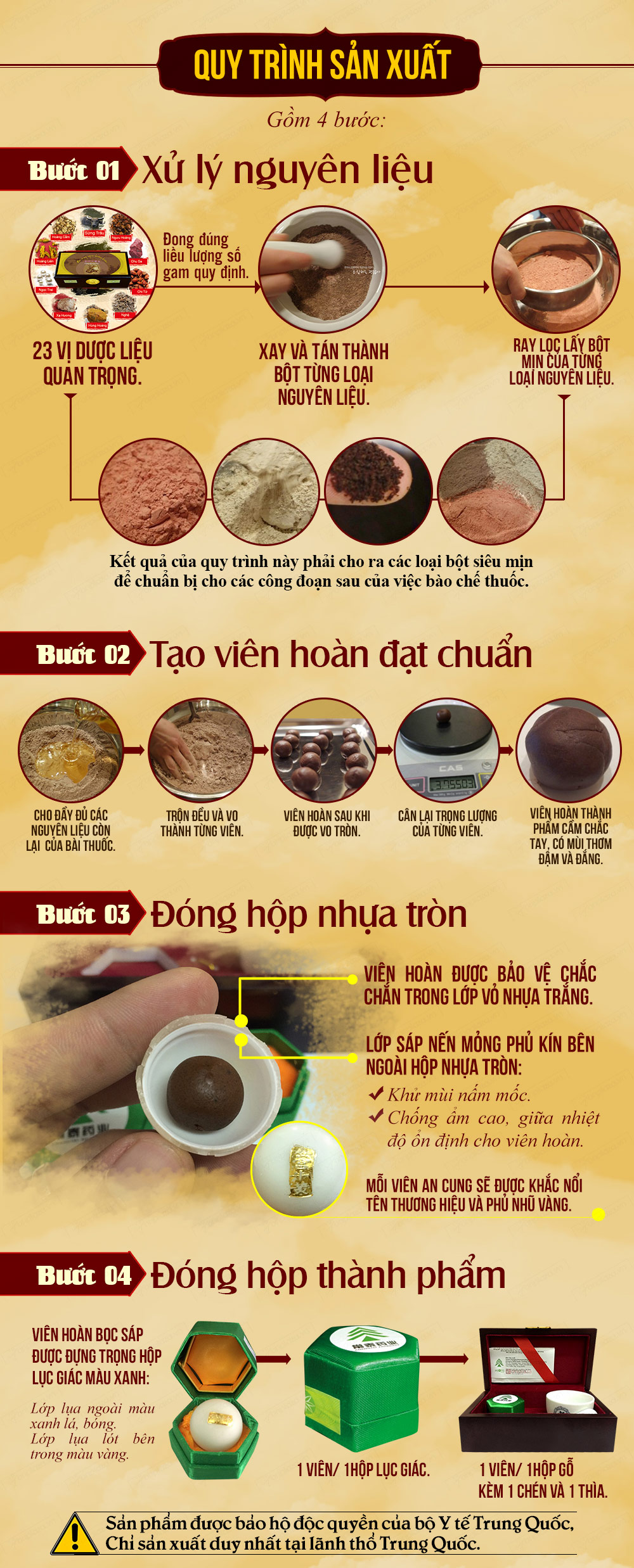 An cung ngưu rùa vàng hộp gỗ 1 viên
