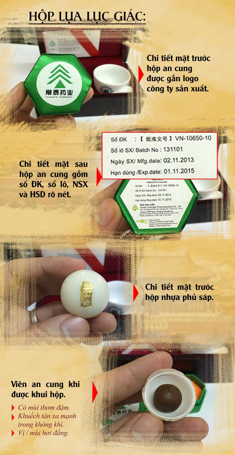 An cung ngưu hiệu rùa vàng hộp 3 viên