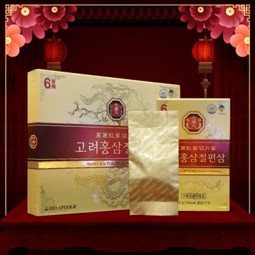 Quà biếu hồng sâm thái lát tẩm mật ong 6 năm tuổi cao cấp Bio Apgold Hàn Quốc