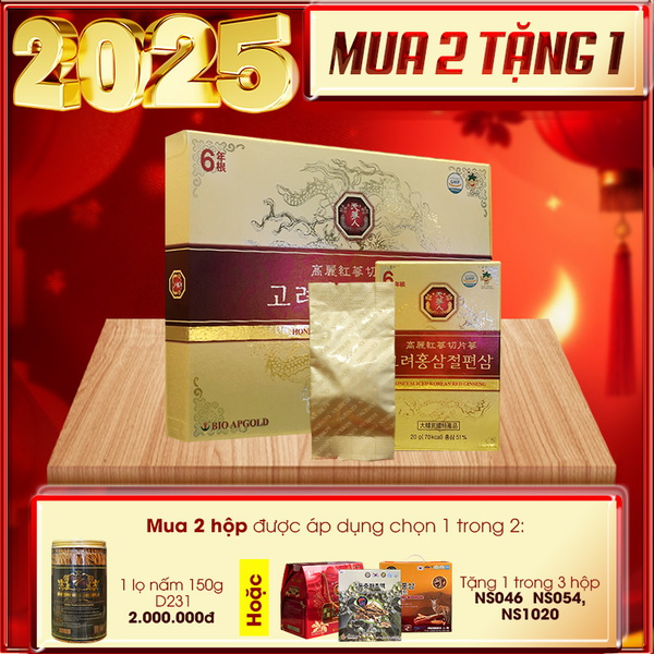 Quà biếu hồng sâm thái lát tẩm mật ong 6 năm tuổi cao cấp Bio Apgold Hàn Quốc NS030
