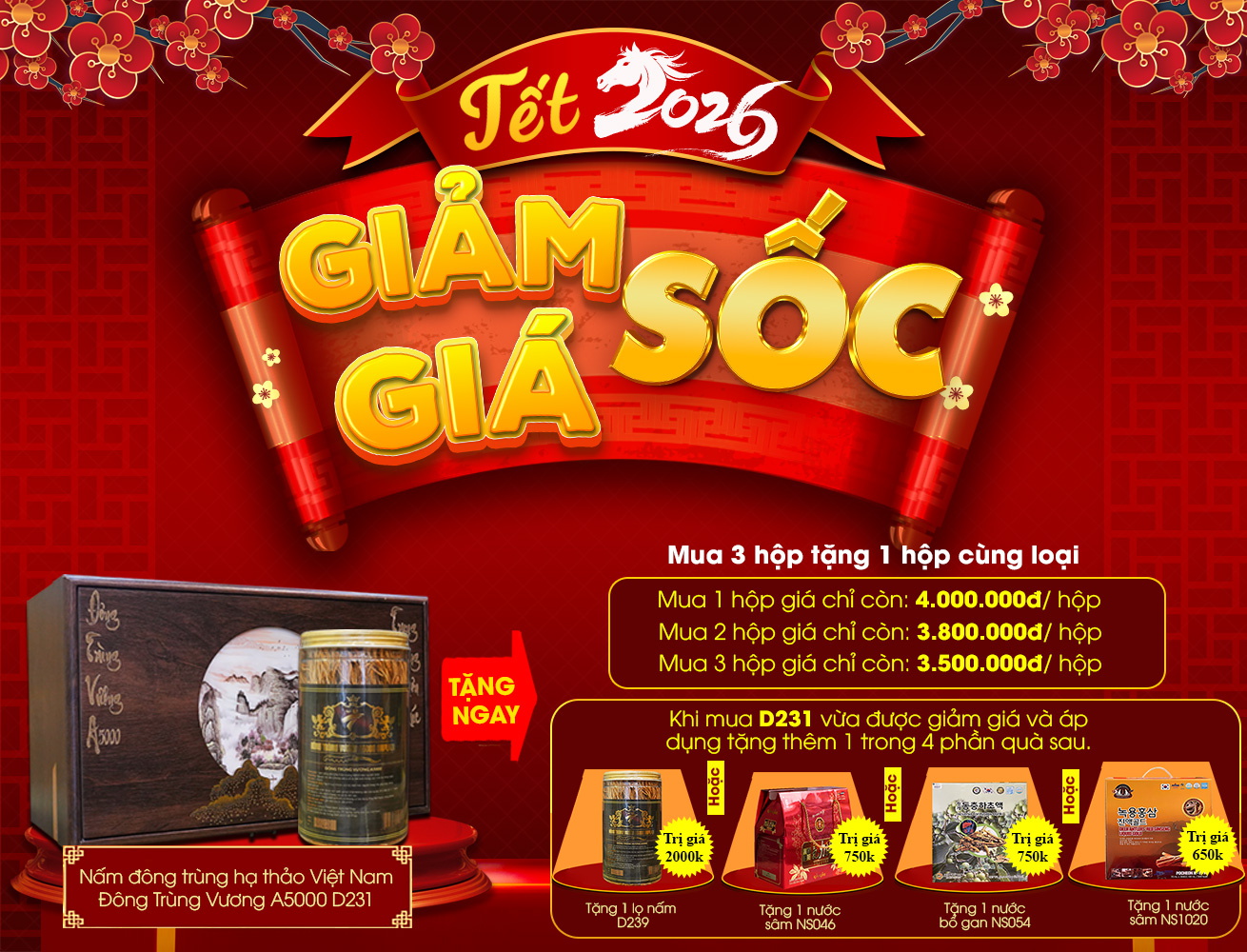 Nấm Đông trùng hạ thảo Đế Vương A5000 D231 - D239