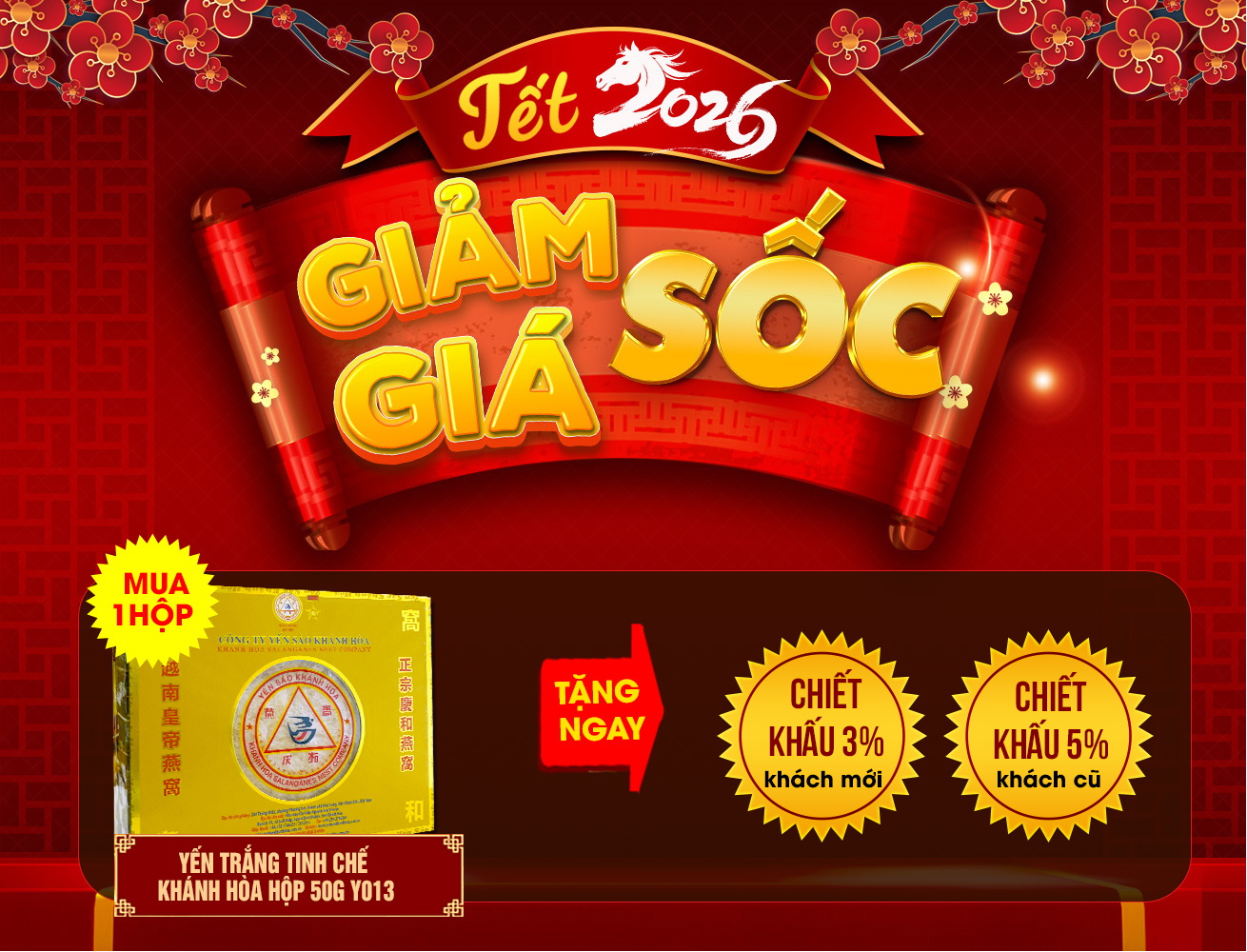 Quà biếu yến trắng tinh chế cao cấp Khánh Hòa hộp 50g (H015) Y013