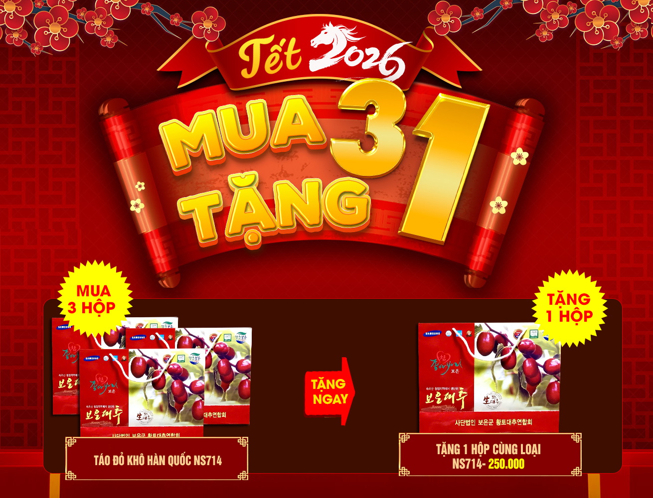 Táo đỏ khô Hàn Quốc loại cao cấp đặc biệt - NS714