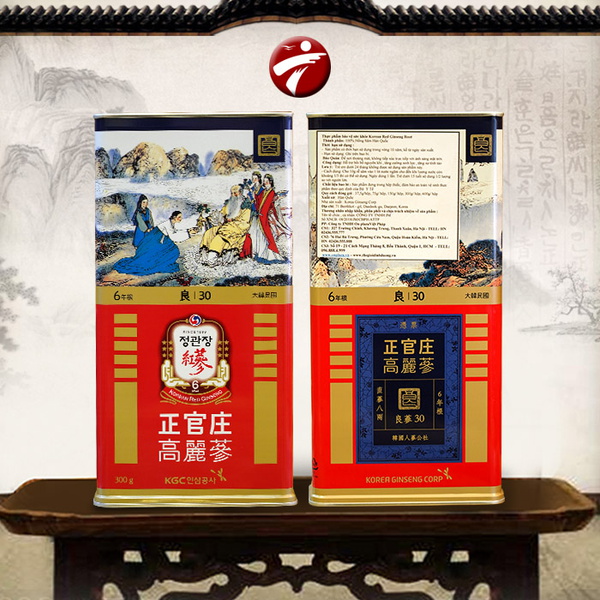 Hồng Sâm Củ Khô Chính Phủ KGC Hộp Thiếc 300g Số 30 (19 Củ)  NS455