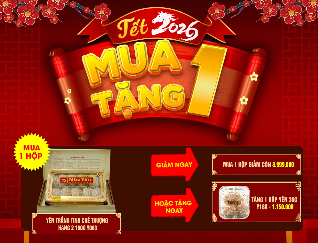 Yến tinh chế thượng hạng Nhà yến Nha Trang hộp 100g Y063 (loại 2)