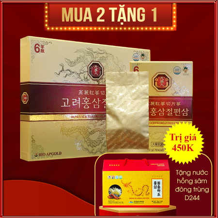 Hồng sâm thái lát tẩm mật ong 6 năm tuổi cao cấp Bio Apgold Hàn Quốc NS030