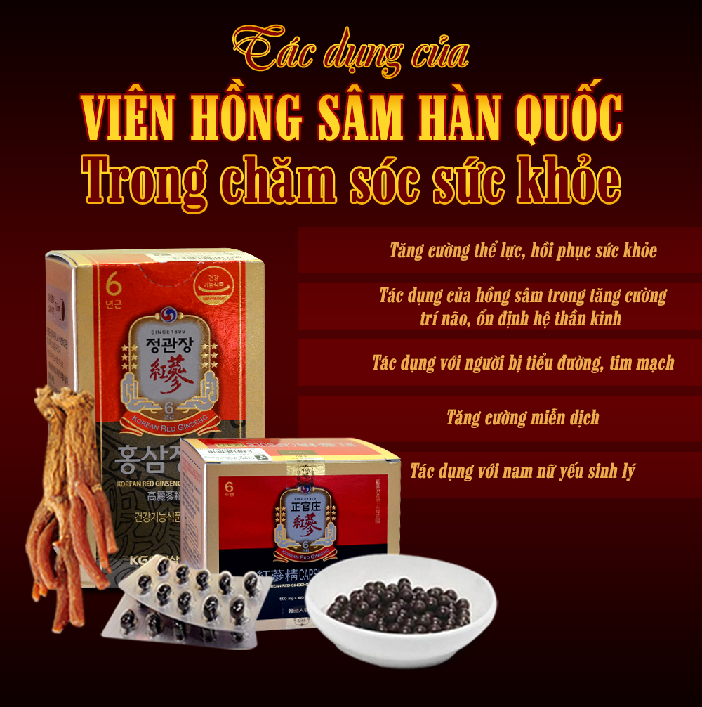 Tác dụng của viên hồng sâm Hàn Quốc trong chăm sóc sức khỏe