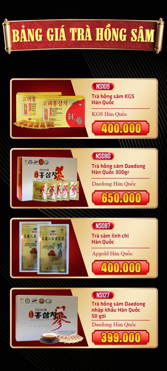 Giá trà hồng sâm hàn quốc