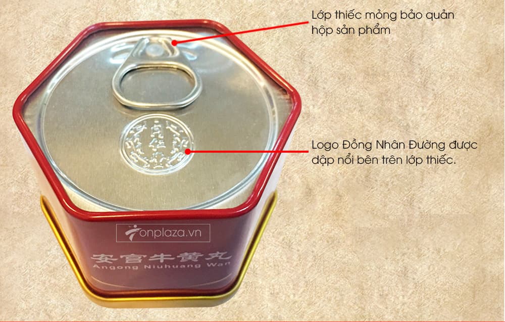 An cung ngưu hoàng hoàn hộp thiếc màu đỏ A016 a4