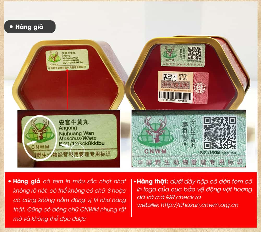 An cung ngưu hoàng hoàn hộp thiếc màu đỏ A016 a7