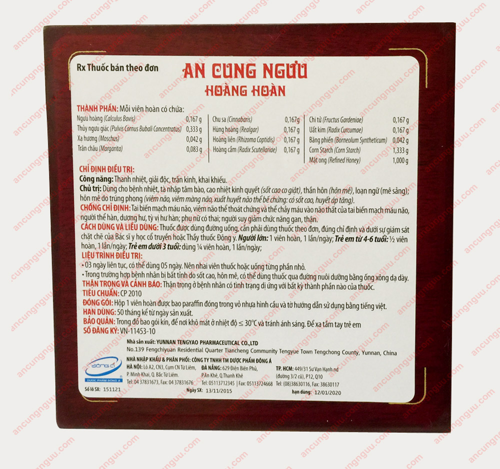 An cung ngưu hoàng hoàn Đông Á A028 a01