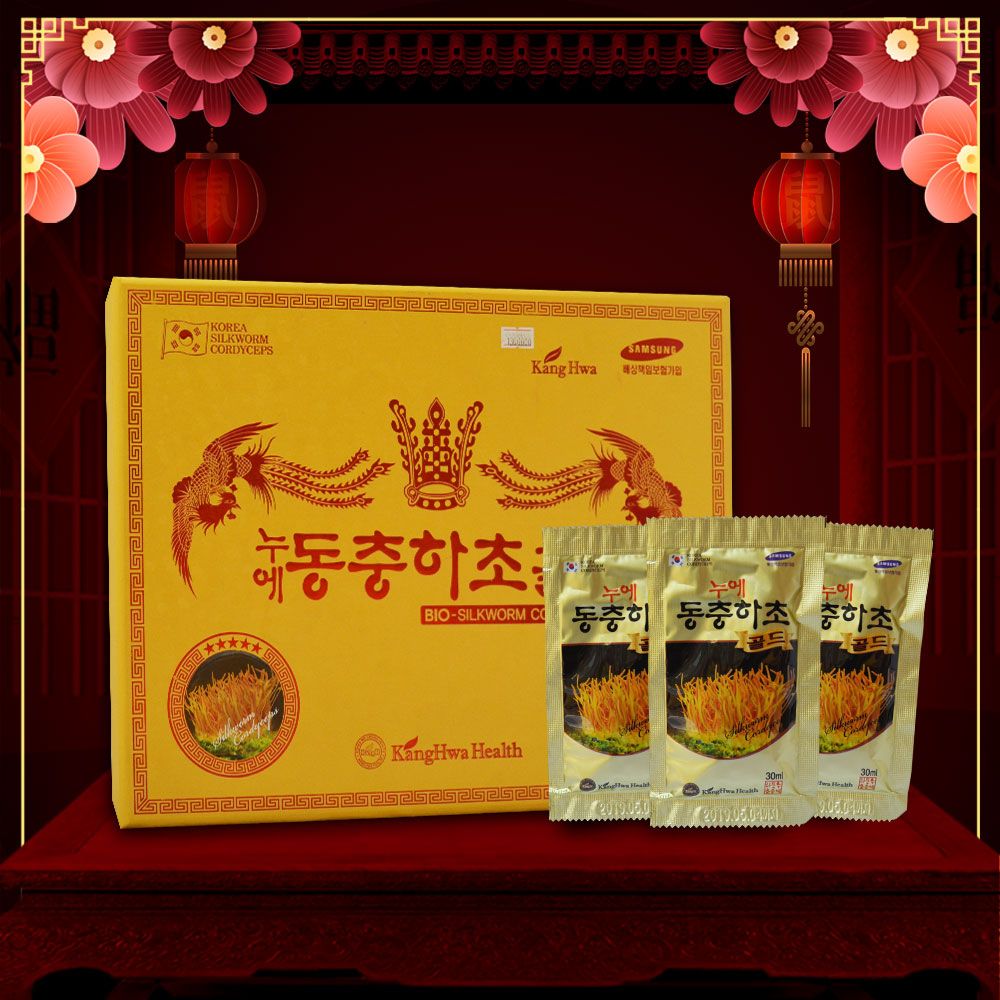 Nước ĐTHT hộp quà biếu gỗ vàng 60 gói cao cấp Hàn Quốc D043