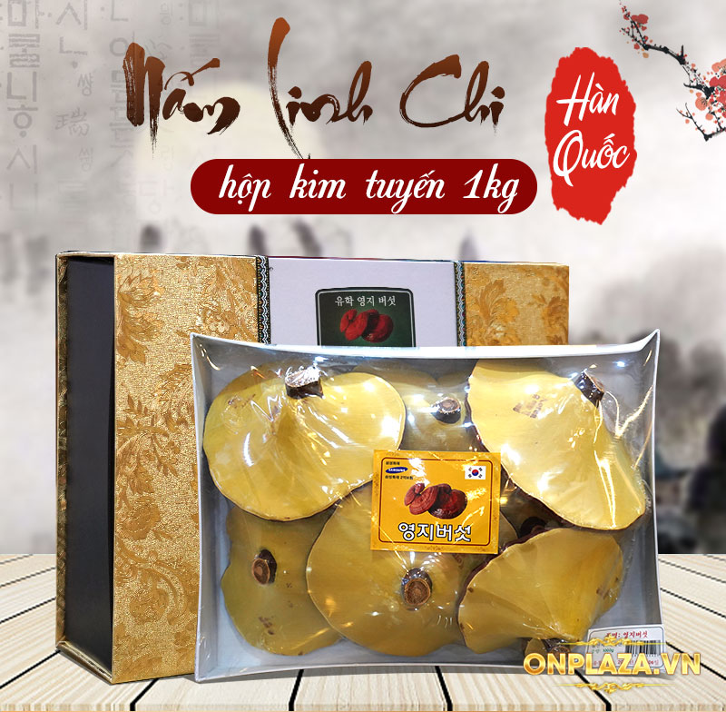 Nấm linh chi đỏ cao cấp Hàn Quốc hộp kim tuyến 1kg (hộp)  L051 1