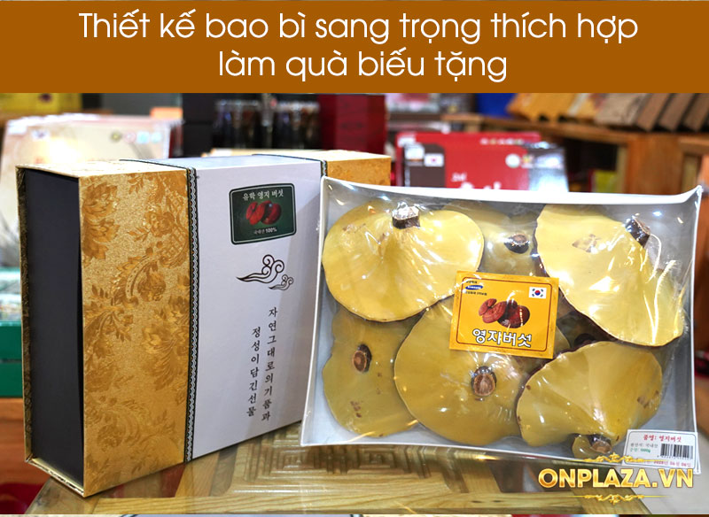 Nấm linh chi đỏ cao cấp Hàn Quốc hộp kim tuyến 1kg (hộp)  L051 5