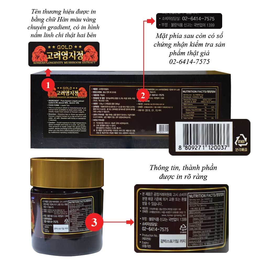 Cao Linh Chi Hàn Quốc cao cấp loại 3 lọ hộp gỗ đen Gold L029 4