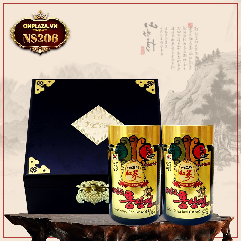 Cao hồng sâm Hàn Quốc 2 lọ hộp gỗ NS206