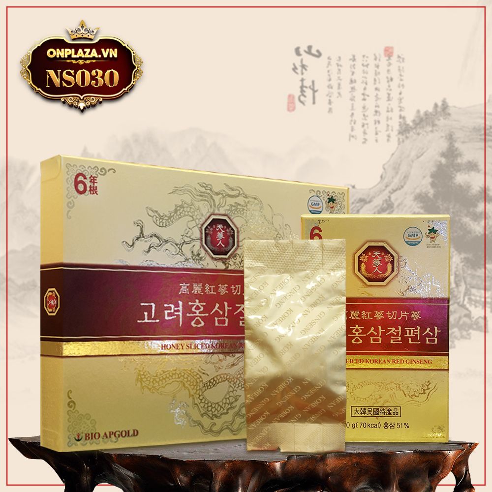 Hồng sâm thái lát tẩm mật ong 6 năm tuổi cao cấp Bio Apgold Hàn Quốc NS030