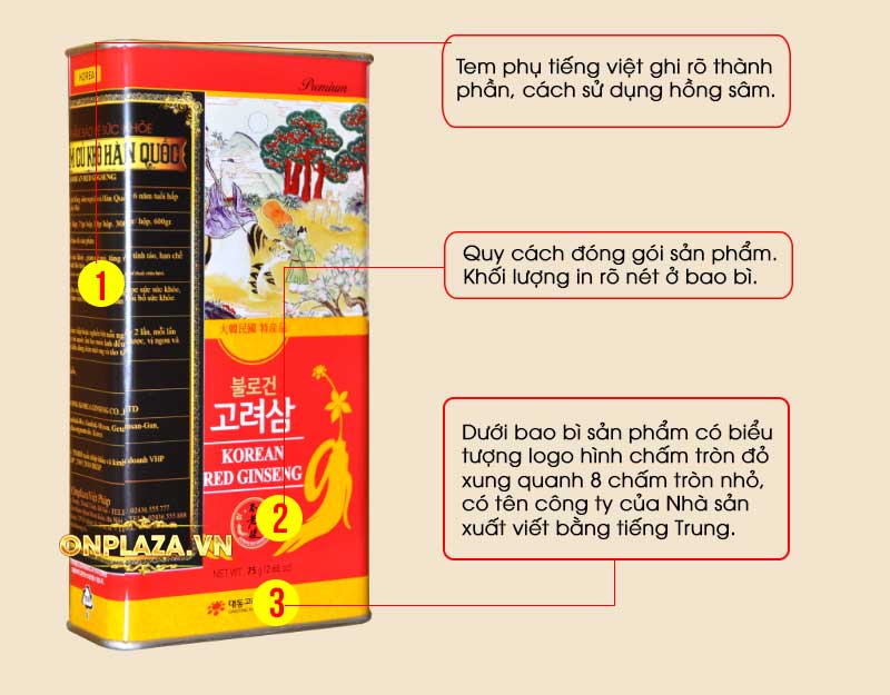 Hồng sâm Hàn Quốc 6 năm tuổi nguyên củ hộp thiếc 75g NS064 3