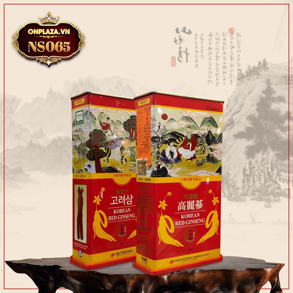 Hồng sâm nguyên củ sấy khô Hàn Quốc đặc biệt hộp thiếc 150gr NS065
