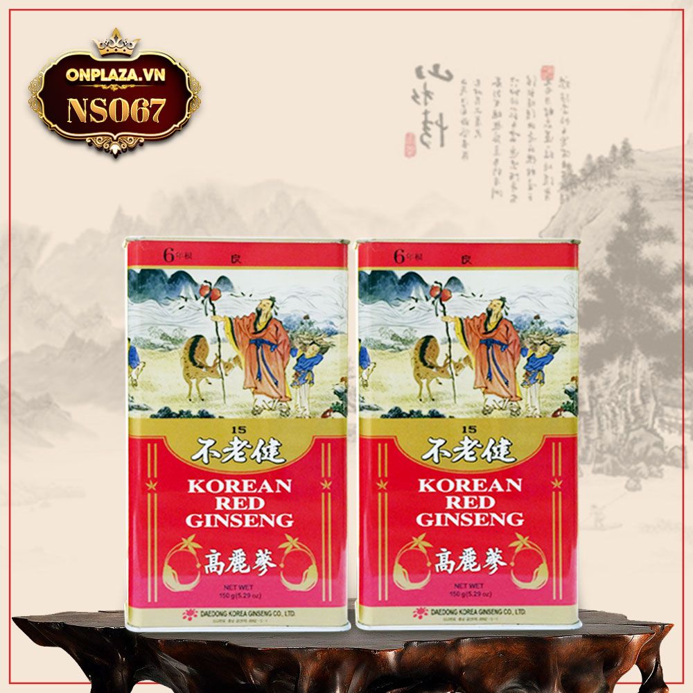 Hồng sâm khô nguyên củ hộp sắt 150g (hộp số 15) Daedong NS067