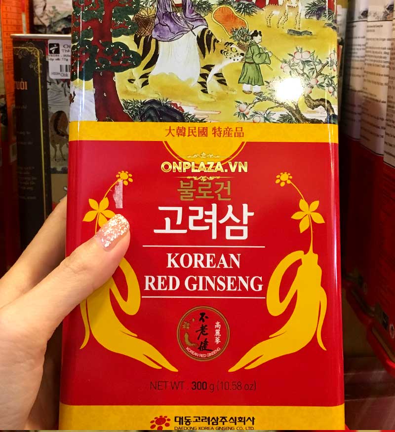 Hồng Sâm Nguyên Củ Sấy Khô Hàn Quốc hộp thiếc đỏ loại 300g NS074 7