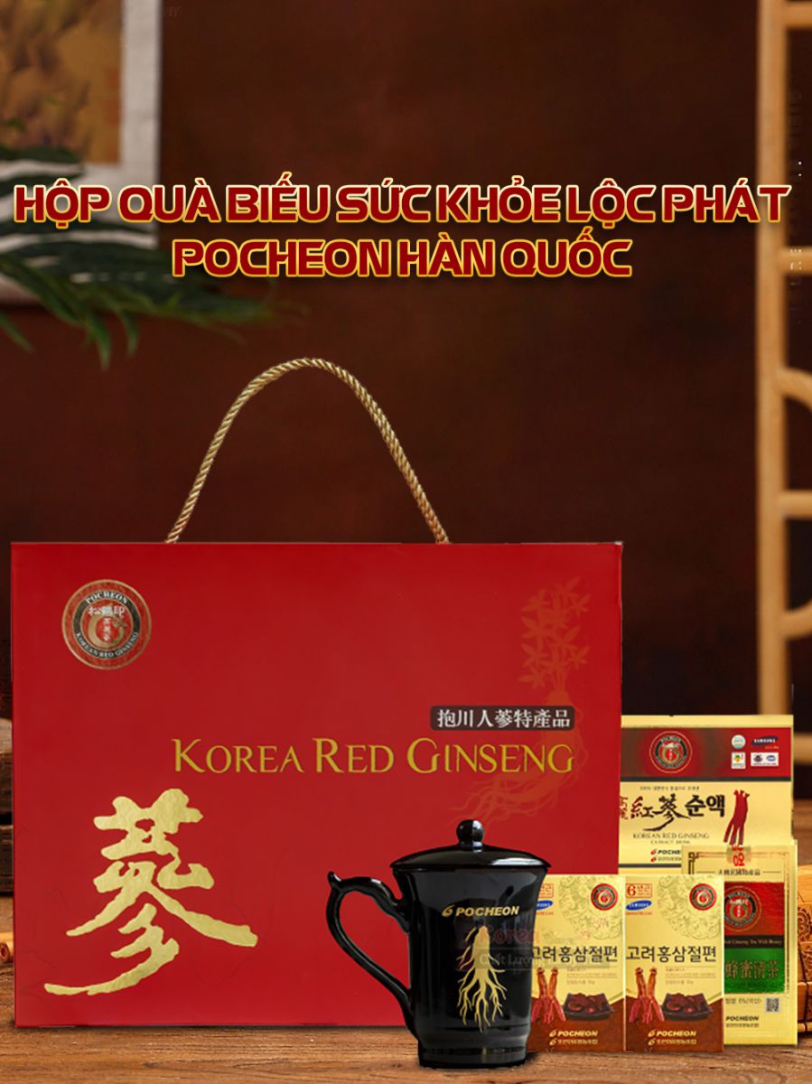 Hộp quà biếu cao cấp dành cho sức khỏe Lộc Phát POCHEON Hàn Quốc