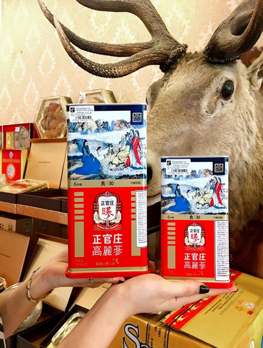 Hộp quà biếu đặc biệt hồng sâm củ khô cao cấp chính phủ KGC hộp thiếc 150g NS456 7