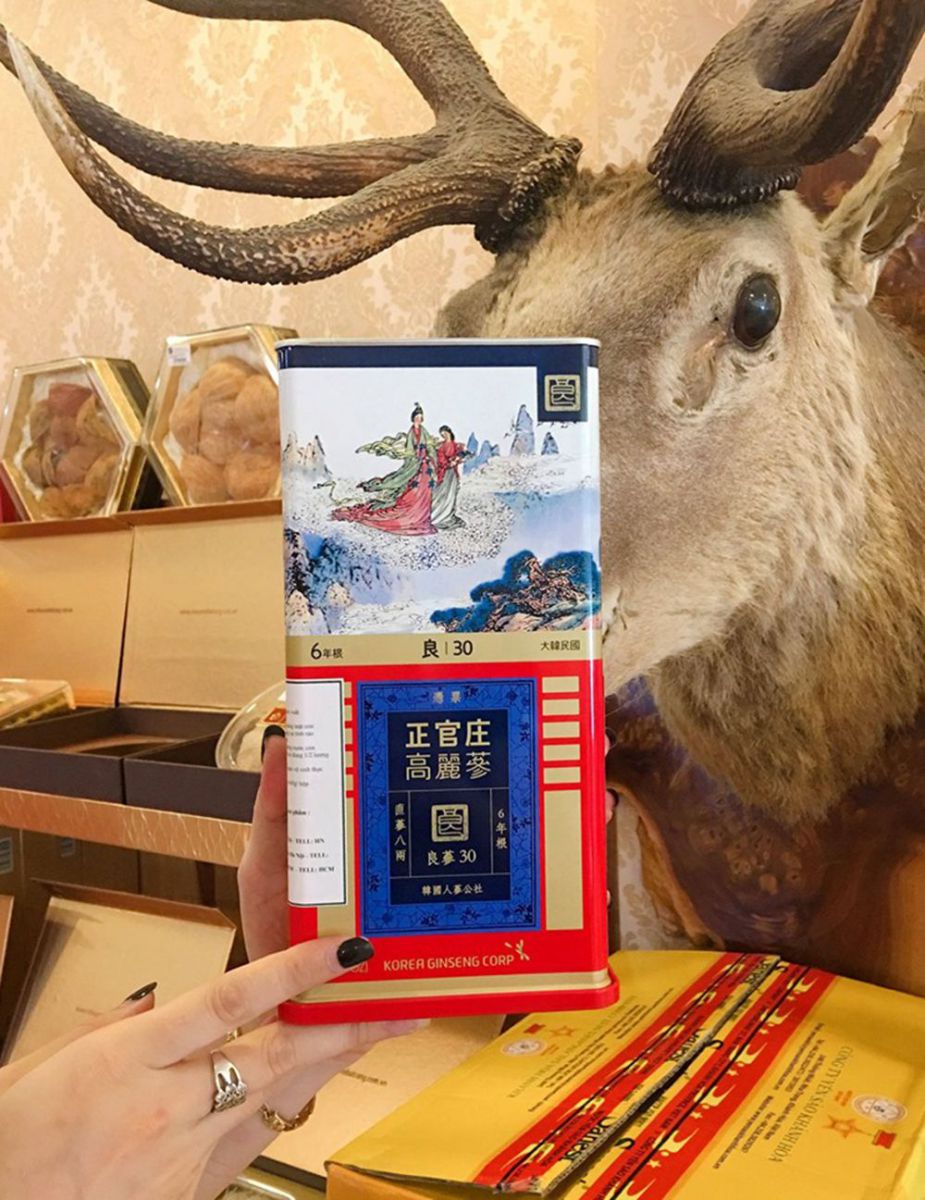 Hộp quà biếu đặc biệt hồng sâm củ khô cao cấp chính phủ KGC hộp thiếc 150g NS456 8