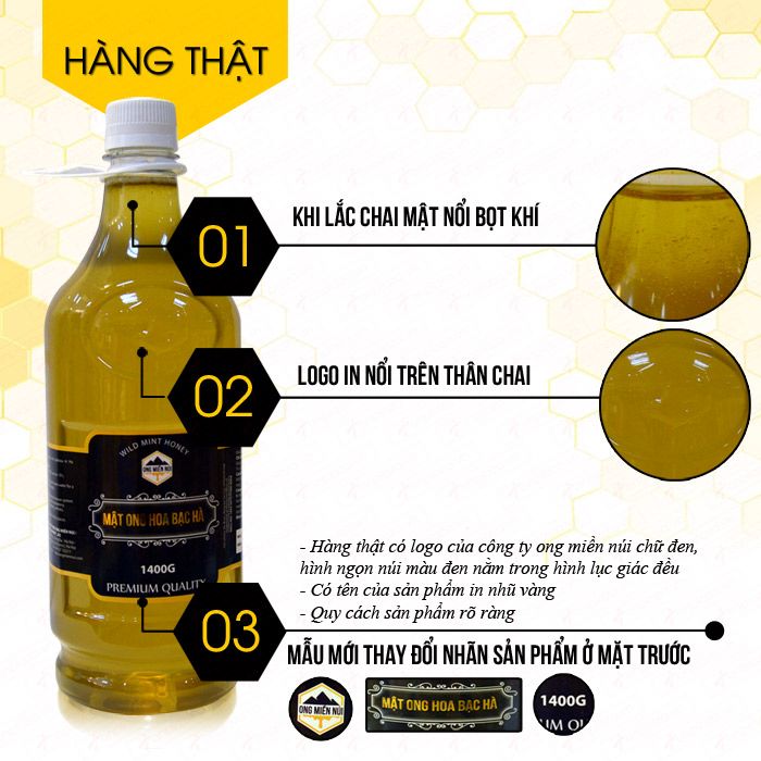 Mật ong hoa rừng bạc hà nguyên chất loại 1400g (Chai nhựa) MO004 1