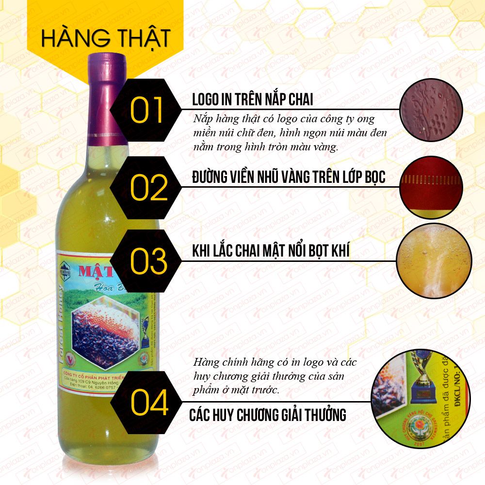 Mật ong hoa rừng bạc hà nguyên chất loại 1000g (Chai thủy tinh) MO005 1