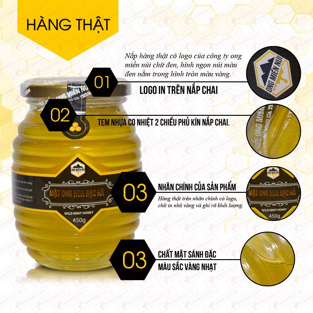 Mật ong hoa rừng bạc hà nguyên chất loại 450g (Chai thủy tinh) MO006 1
