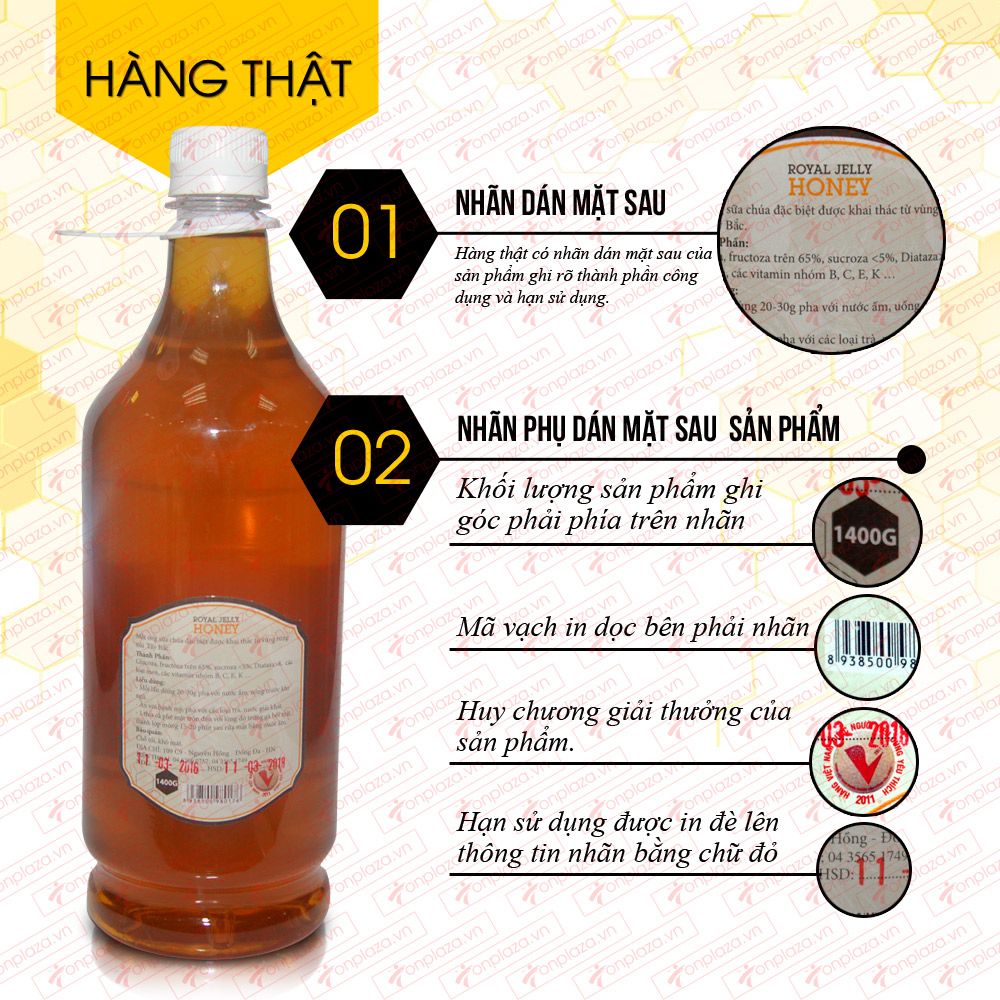 Mật ong sữa chúa loại đặc biệt chuyên dùng xuất khẩu 1400g (Chai nhựa) MO009 2