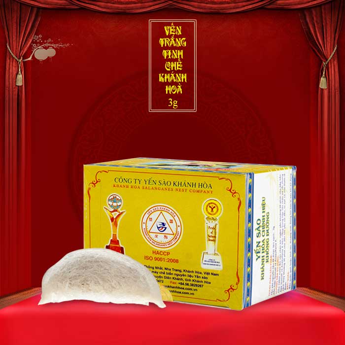 Yến trắng tinh chế khánh hòa hộp 3g dùng thử a0