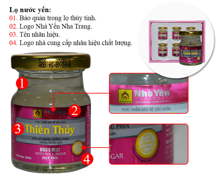 Nước yến sào Thiên Thủy có đường vị hạt sen loại 6 lọ-Y077 a3